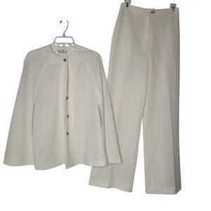 Vintage Fred Rothschild Poly 2pc Set Cape Pants Cream Small/Medium